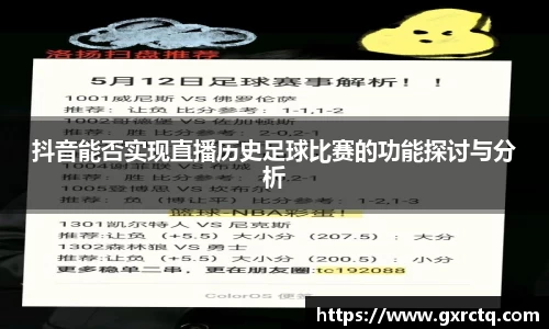 抖音能否实现直播历史足球比赛的功能探讨与分析