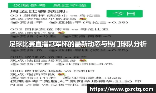 足球比赛直播冠军杯的最新动态与热门球队分析